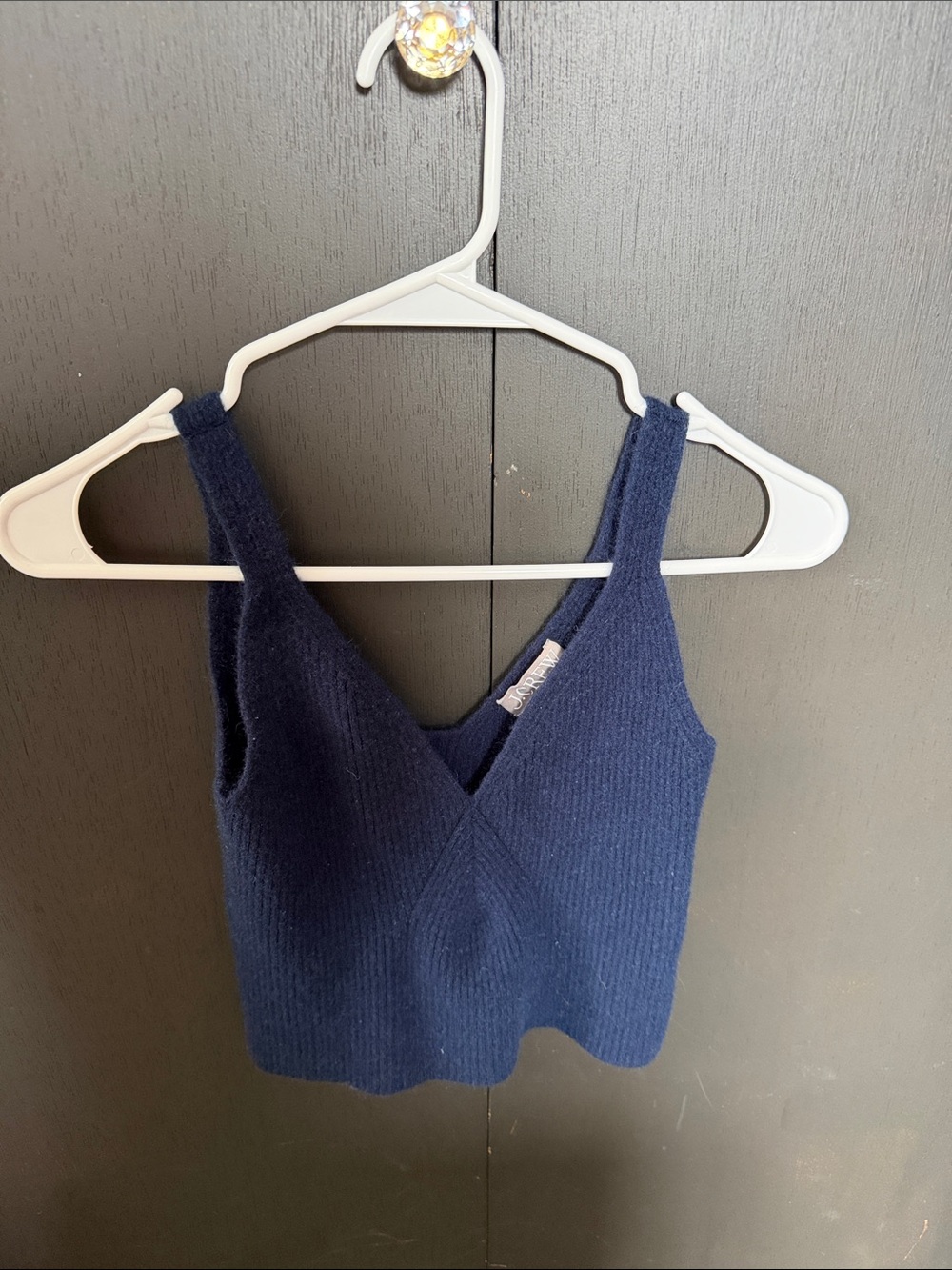 J. Crew Navy Ribbed V-Neck Knit Crop Tank